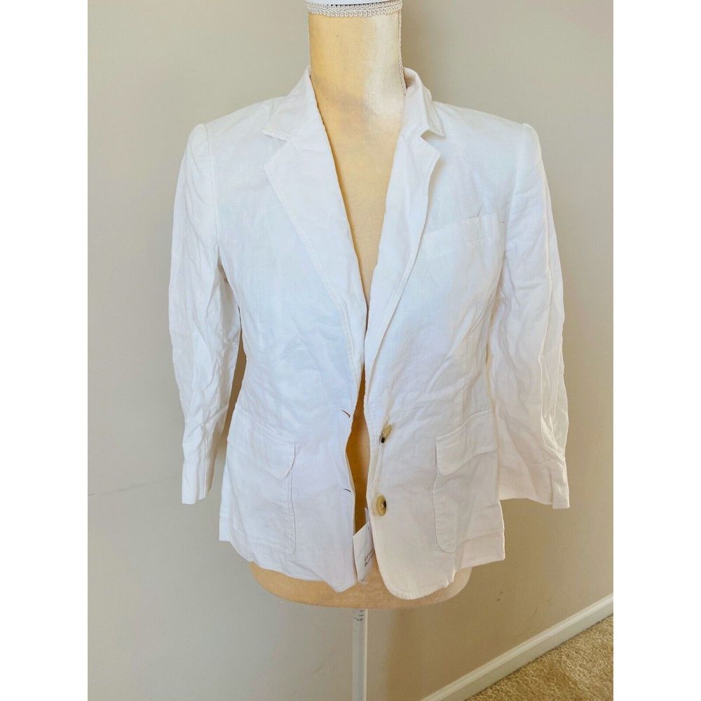 Victoria Secret VS White Linen Three Quarter Sleeve Jacket Blazer Size 4*
